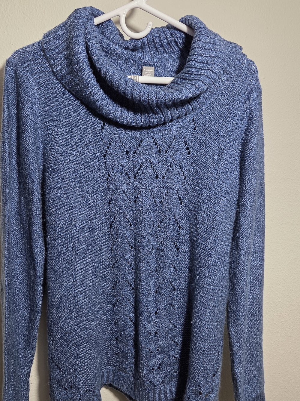 Cozy Blue Cowl-Neck Knit Sweater